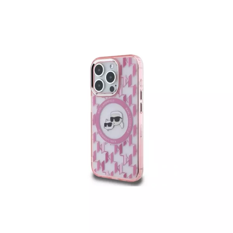 Karl Lagerfeld KLHMP15LHMCKMHP Funda trasera IML Monogram Karl & Choupette Head MagSafe para iPhone 15 Pro 6,1