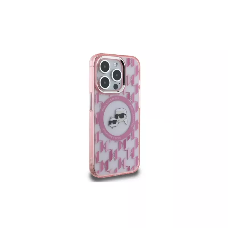 Karl Lagerfeld KLHMP15LHMCKMHP Funda trasera IML Monogram Karl & Choupette Head MagSafe para iPhone 15 Pro 6,1
