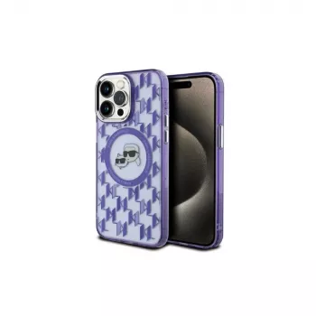 Karl Lagerfeld KLHMP15XHMCKMHU Funda trasera IML Monogram Karl & Choupette Head MagSafe para iPhone 15 Pro Max 6,7
