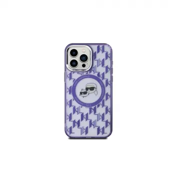 Karl Lagerfeld KLHMP15XHMCKMHU Funda trasera IML Monogram Karl & Choupette Head MagSafe para iPhone 15 Pro Max 6,7