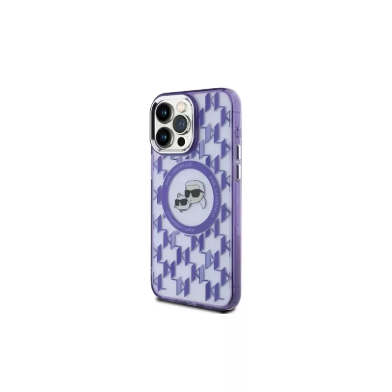 Karl Lagerfeld KLHMP15XHMCKMHU Funda trasera IML Monogram Karl & Choupette Head MagSafe para iPhone 15 Pro Max 6,7