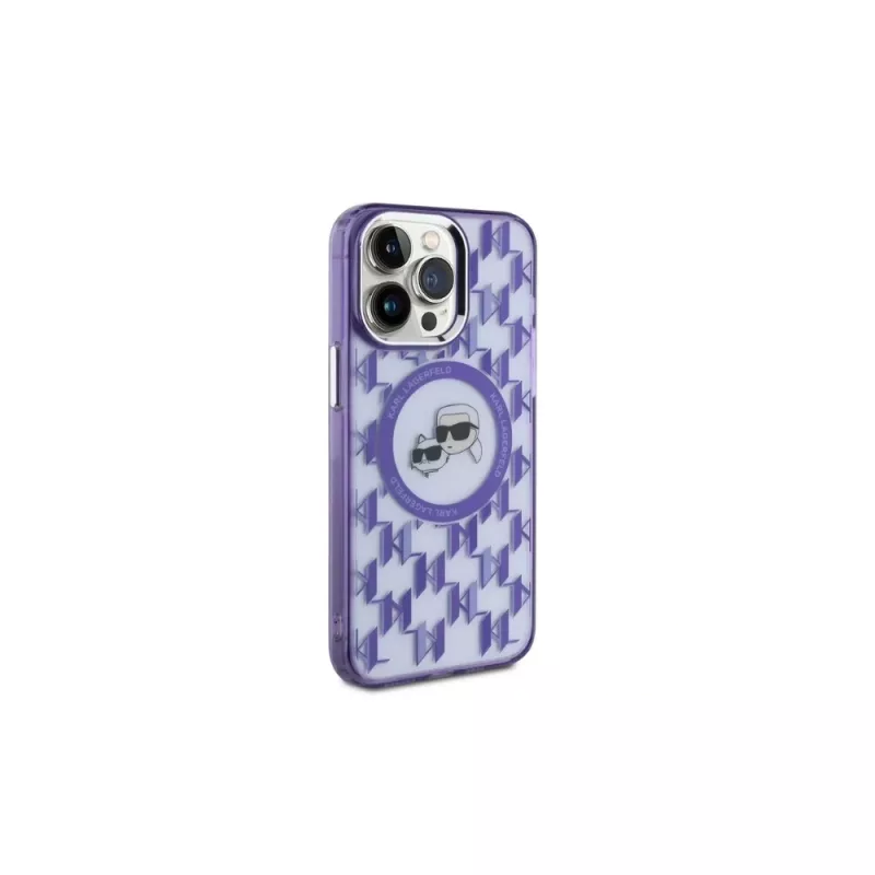 Karl Lagerfeld KLHMP15XHMCKMHU Funda trasera IML Monogram Karl & Choupette Head MagSafe para iPhone 15 Pro Max 6,7