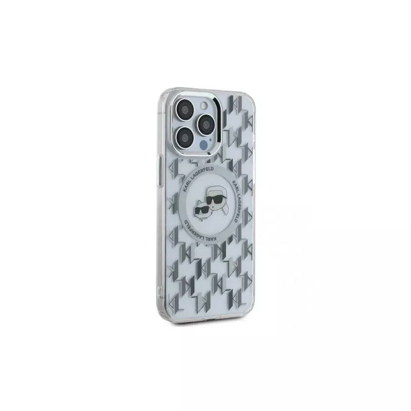Karl Lagerfeld KLHMP15XHMCKMHT Funda IML Monogram Karl & Choupette Head MagSafe para iPhone 15 Pro Max 6,7 inch transparente