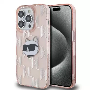 Karl Lagerfeld KLHCP14LHKLPCHP Funda rígida IML Choupette Head & Monogram rosa para Apple iPhone 14 Pro 6,1