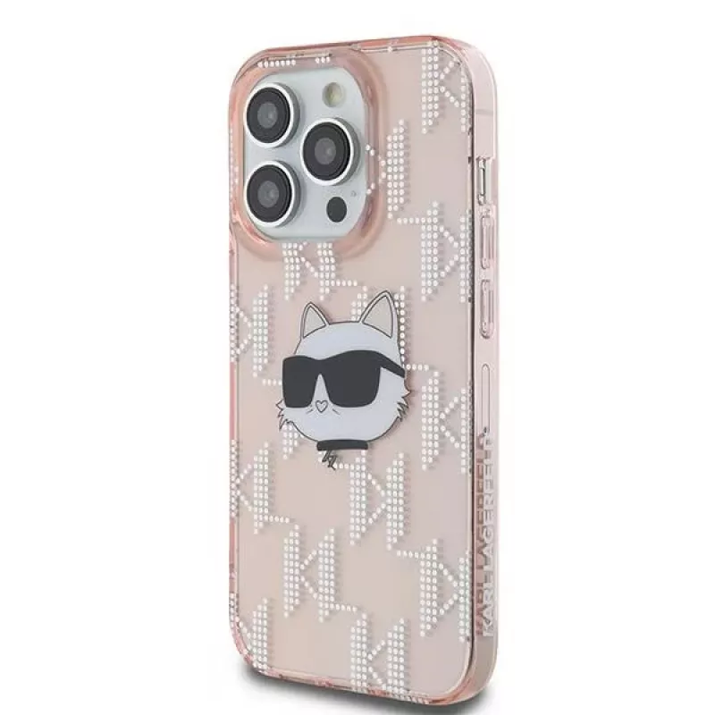 Karl Lagerfeld KLHCP14XHKLPCHP Funda rígida IML Choupette Head & Monogram rosa para iPhone 14 Pro Max 6,7