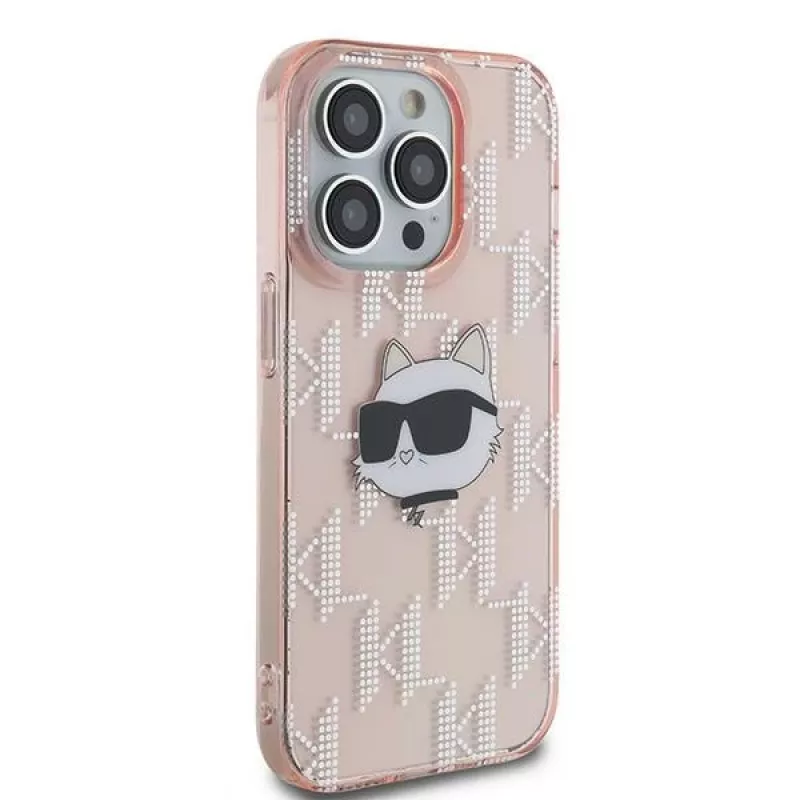 Karl Lagerfeld KLHCP14XHKLPCHP Funda rígida IML Choupette Head & Monogram rosa para iPhone 14 Pro Max 6,7
