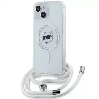 Karl Lagerfeld KLHMP14SHCCHNT Funda rígida IML Choupette Head & Cord MagSafe transparente para iPhone 14 / 13 / 15 6,1