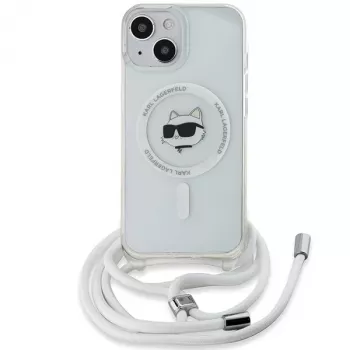 Karl Lagerfeld KLHMP14SHCCHNT Funda rígida IML Choupette Head & Cord MagSafe transparente para iPhone 14 / 13 / 15 6,1