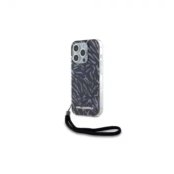 Karl Lagerfeld Funda trasera Zebra With Cord lila para Apple iPhone 15 Pro Max 6,7