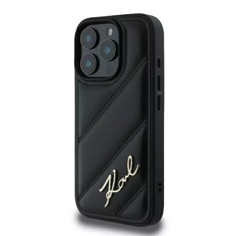 Karl Lagerfeld Funda rígida Quilted Signature para iPhone 16 Pro, negra