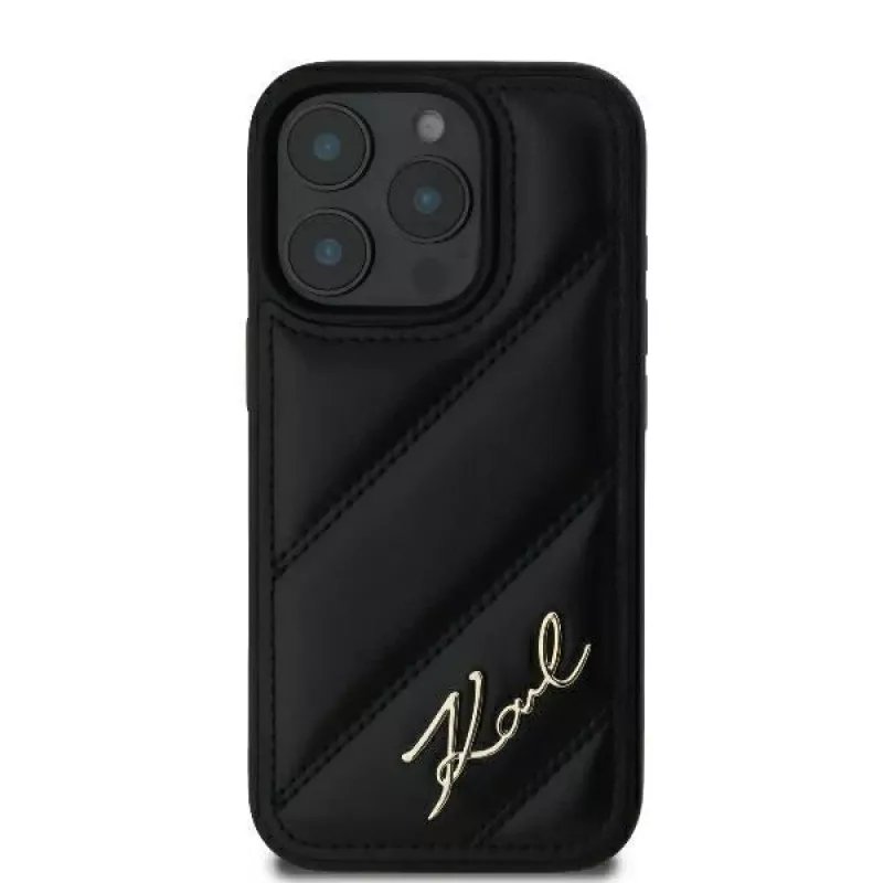 Karl Lagerfeld Funda rígida Quilted Signature para iPhone 16 Pro, negra