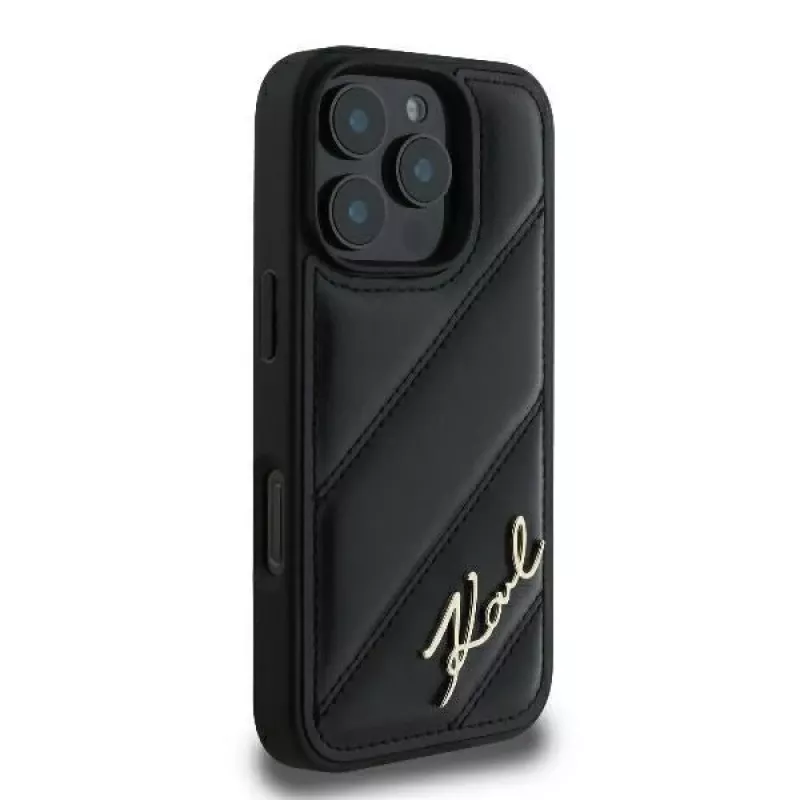 Karl Lagerfeld Funda rígida Quilted Signature para iPhone 16 Pro, negra