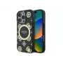 Guess GUHMP16LH4PYEEK Funda rígida IML Peony On 4G Background MagSafe negra para Apple iPhone 16 Pro 6,3
