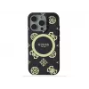 Guess GUHMP16LH4PYEEK Funda rígida IML Peony On 4G Background MagSafe negra para Apple iPhone 16 Pro 6,3
