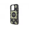 Guess GUHMP16LH4PYEEK Funda rígida IML Peony On 4G Background MagSafe negra para Apple iPhone 16 Pro 6,3