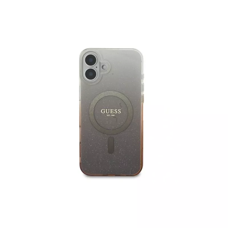 Guess Funda IML Glitter Gradient MagSafe para iPhone 16 (marrón)