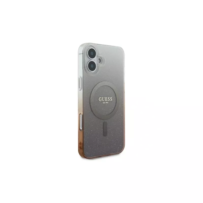 Guess Funda IML Glitter Gradient MagSafe para iPhone 16 (marrón)