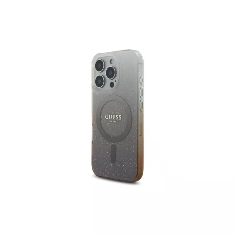 Guess Funda IML Glitter Gradient MagSafe para Apple iPhone 16 Pro (marrón)