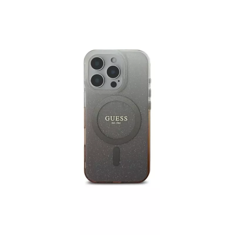 Guess Funda IML Glitter Gradient MagSafe para Apple iPhone 16 Pro (marrón)