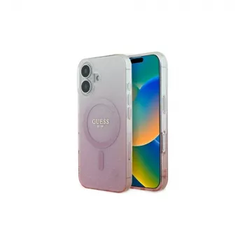 Guess Funda IML Glitter Gradient MagSafe para iPhone 16 (rosa)