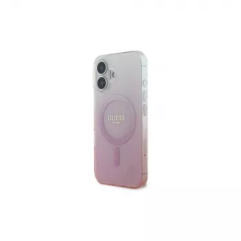 Guess Funda IML Glitter Gradient MagSafe para iPhone 16 (rosa)