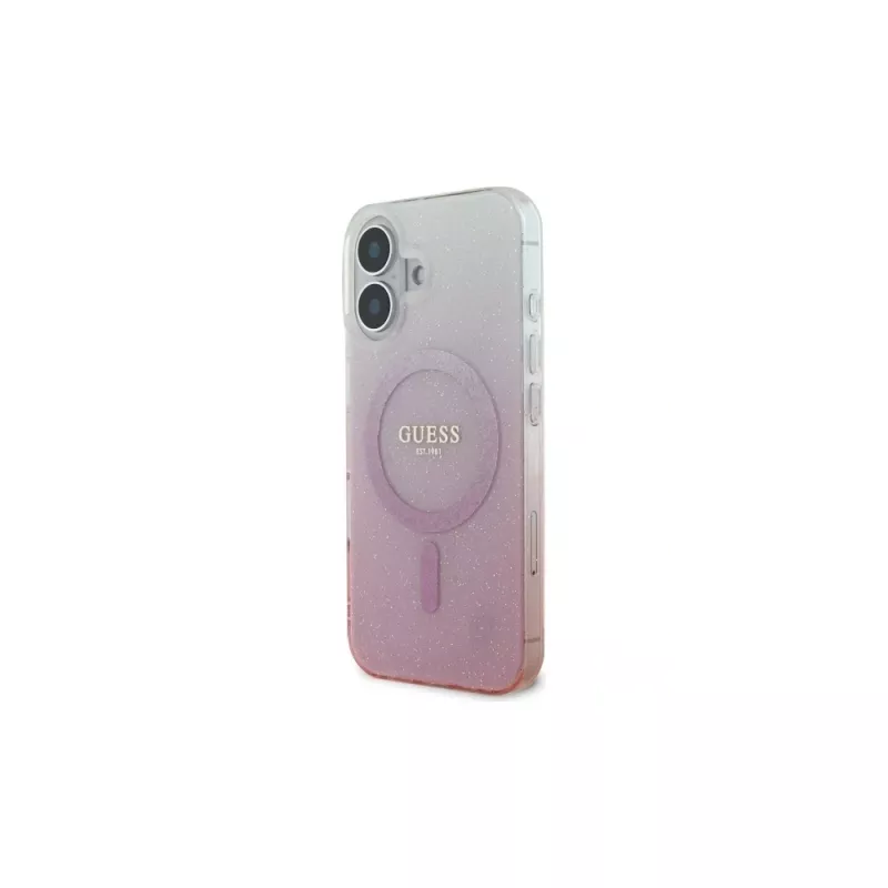 Guess Funda IML Glitter Gradient MagSafe para iPhone 16 (rosa)
