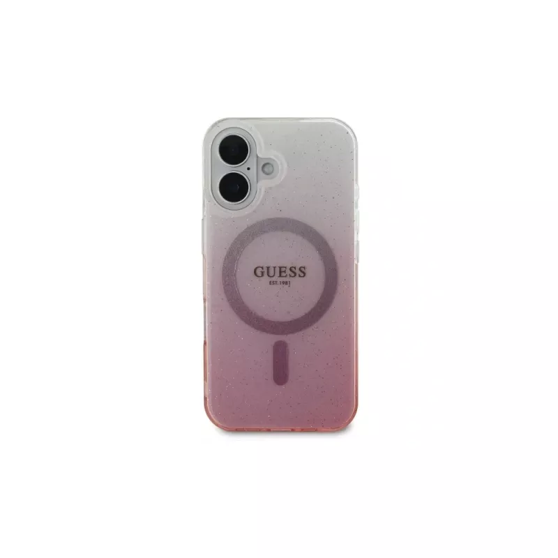 Guess Funda IML Glitter Gradient MagSafe para iPhone 16 (rosa)