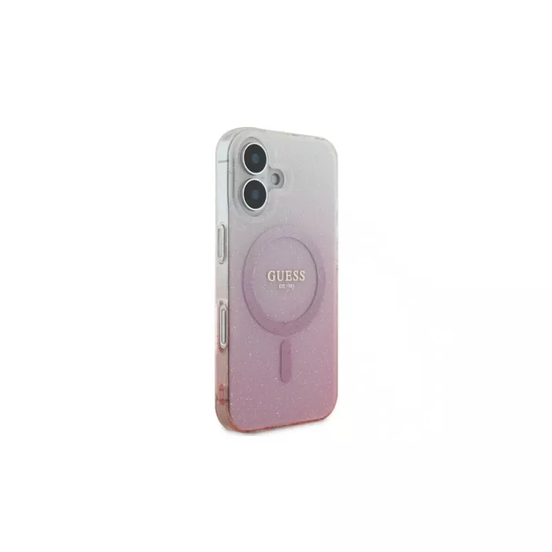 Guess Funda IML Glitter Gradient MagSafe para iPhone 16 (rosa)