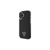 Guess GUHMP16SPGTSPSK Funda rígida para iPhone 16 negra Grained Triangle MagSafe