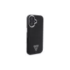 Guess GUHMP16SPGTSPSK Funda rígida para iPhone 16 negra Grained Triangle MagSafe