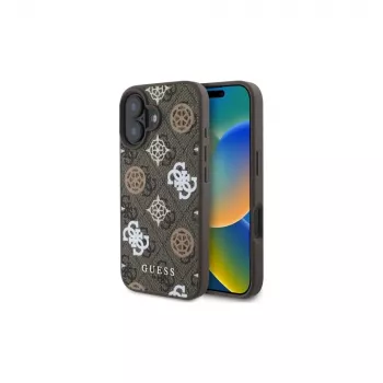 Guess Funda Peony sobre fondo 4G MagSafe para iPhone 16 (marrón)