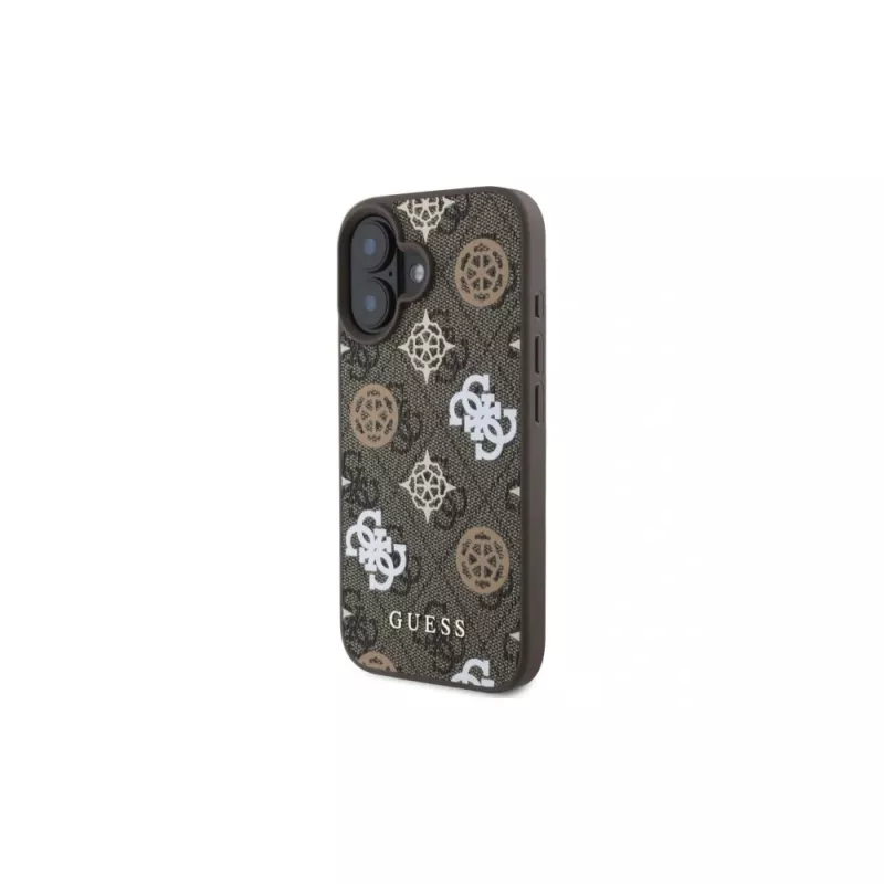 Guess Funda Peony sobre fondo 4G MagSafe para iPhone 16 (marrón)