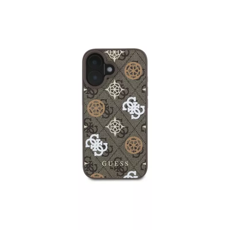 Guess Funda Peony sobre fondo 4G MagSafe para iPhone 16 (marrón)