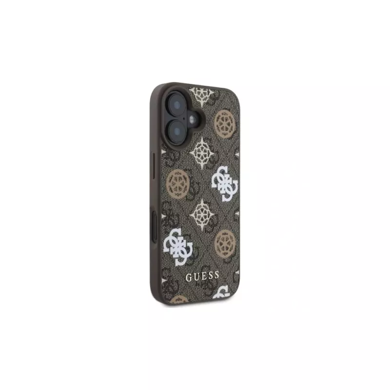 Guess Funda Peony sobre fondo 4G MagSafe para iPhone 16 (marrón)