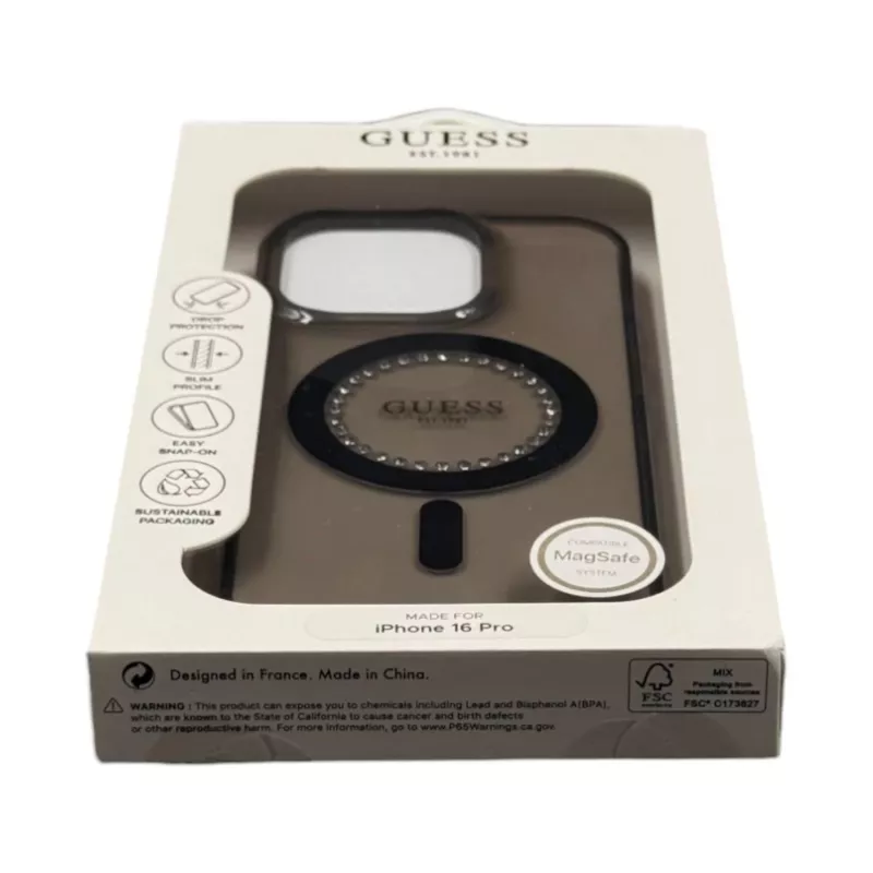 Guess GUHMP16LPFTDTEK Funda rígida para Apple iPhone 16 Pro 6,3
