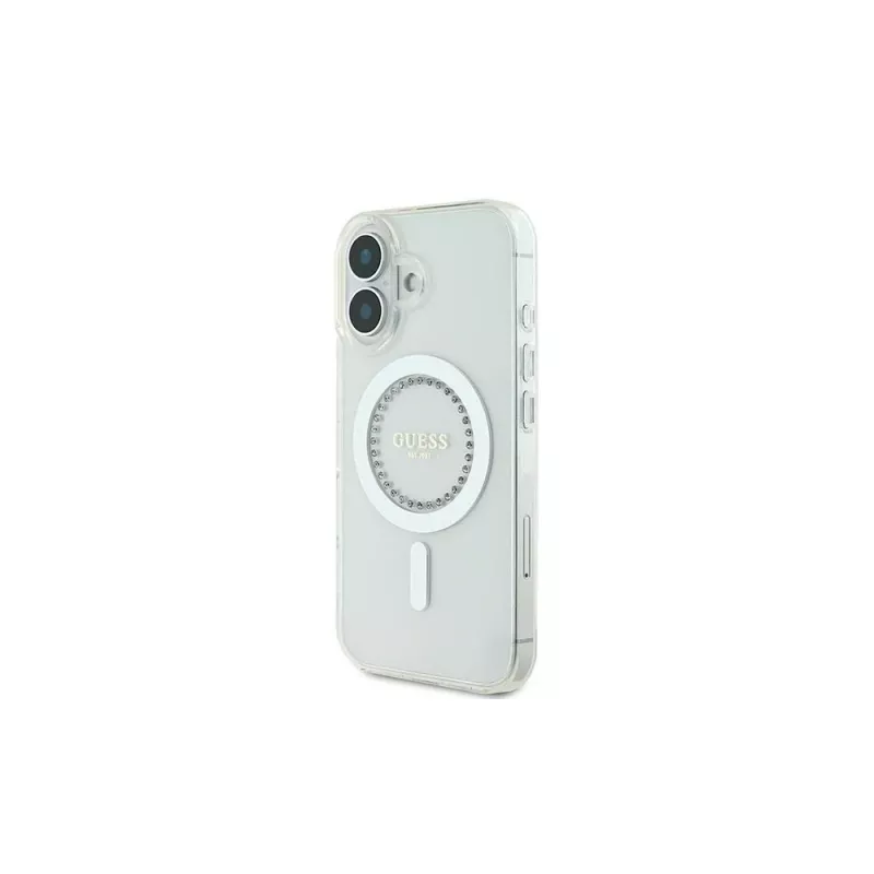 Guess GUHMP16MPFTDTEH Funda rígida IML Rhinestones MagSafe para Apple iPhone 16 Plus 6,7