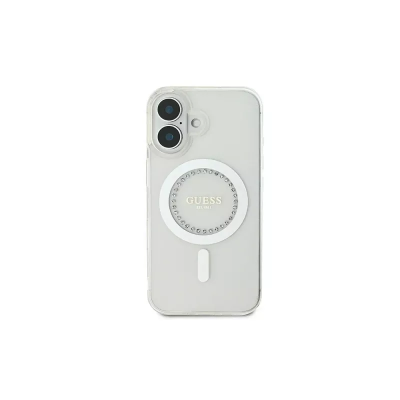 Guess GUHMP16MPFTDTEH Funda rígida IML Rhinestones MagSafe para Apple iPhone 16 Plus 6,7