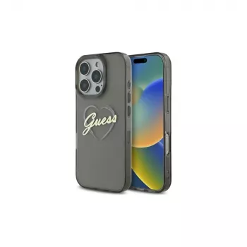 Guess GUHCP16XHCHGSPK Funda rígida para iPhone 16 Pro Max 6,9 inch IML Heart negra