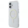 Guess GUHMP16SHFGERET Funda rígida para iPhone 16 transparente IML Glitter Circle MagSafe