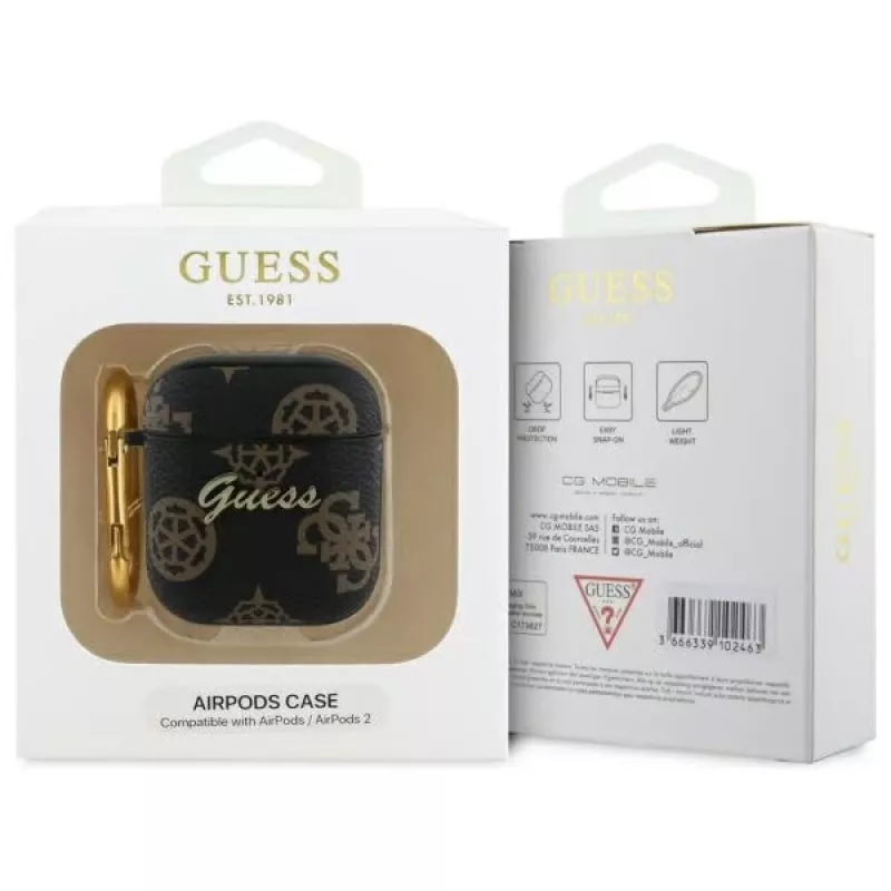 Guess GUA2PG4GPK Funda AirPods 1/2 negra 4G Hook