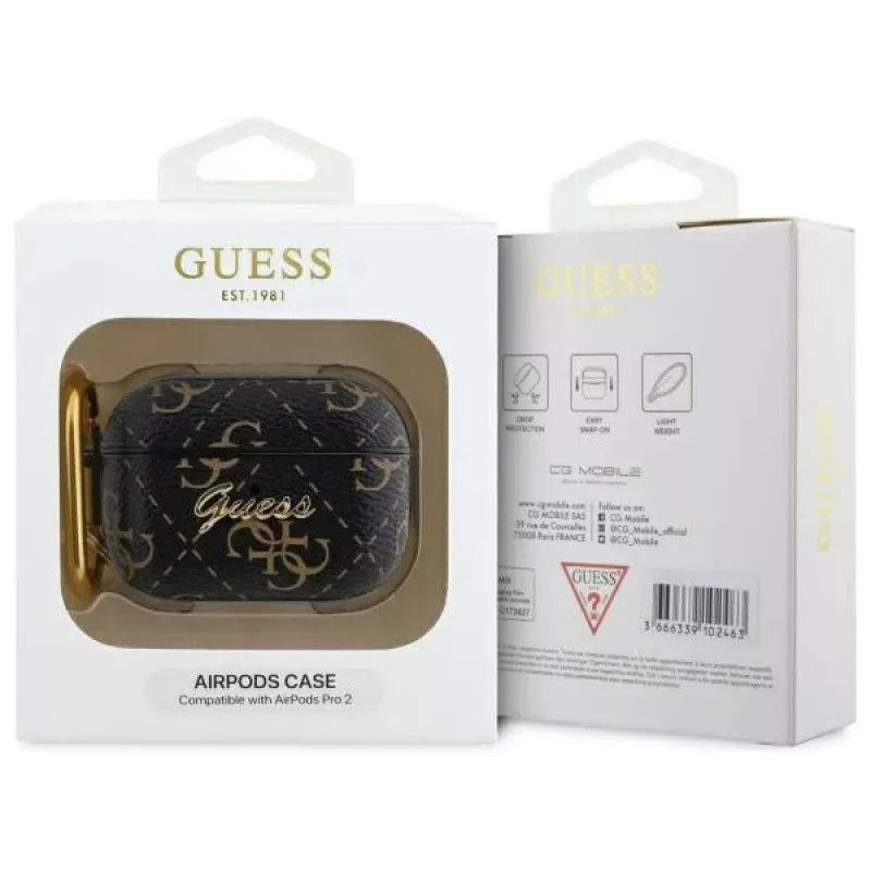 Guess GUAP2PG4GPK Funda AirPods Pro 2 (2022/2023) negra 4G Hook