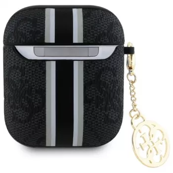 Guess GUA2P4RPSK Funda AirPods 1/2 negra 4G Printed Stripes Charm