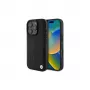 BMW Signature Collection Funda rígida para Apple iPhone 16 Pro Max 6,9 inch piel auténtica negra Hot Stamp MagSafe