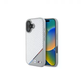 BMW M Carbon Tricolor Line Funda rígida para iPhone 16 6,1