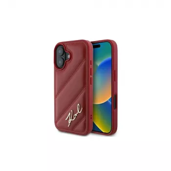 Karl Lagerfeld Funda Quilted Signature para iPhone 16, roja