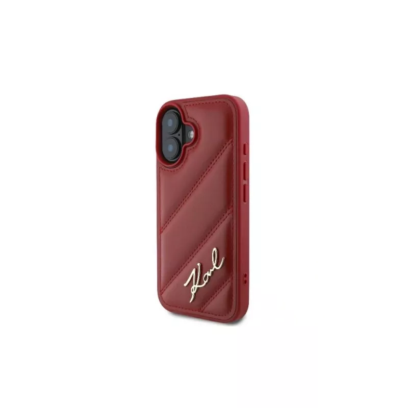 Karl Lagerfeld Funda Quilted Signature para iPhone 16, roja