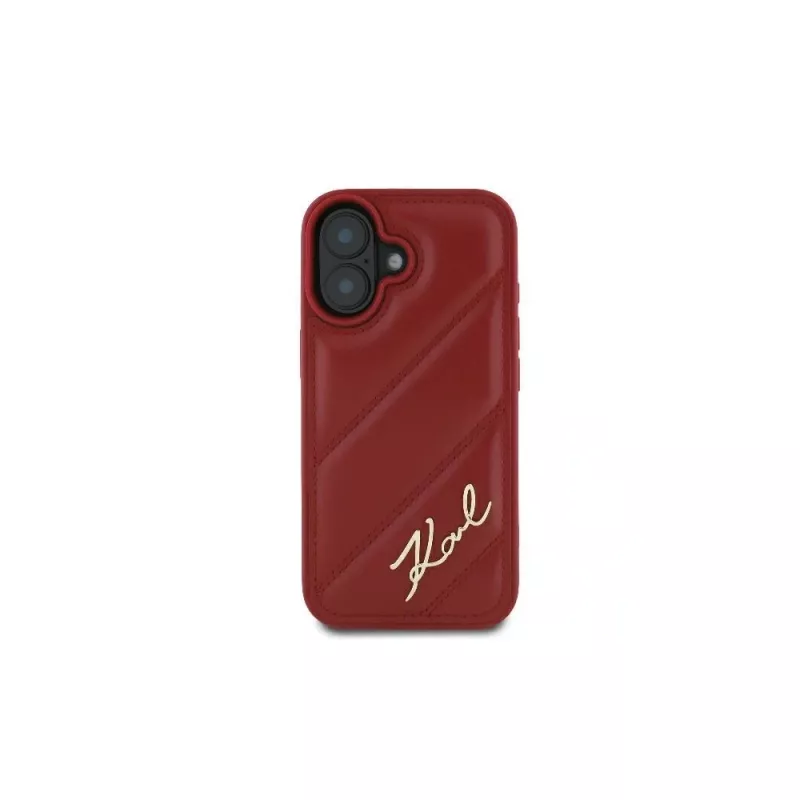 Karl Lagerfeld Funda Quilted Signature para iPhone 16, roja