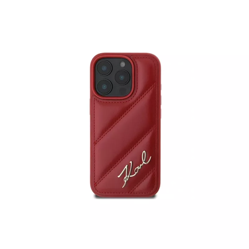 Karl Lagerfeld Funda Quilted Signature para Apple iPhone 16 Pro (roja)
