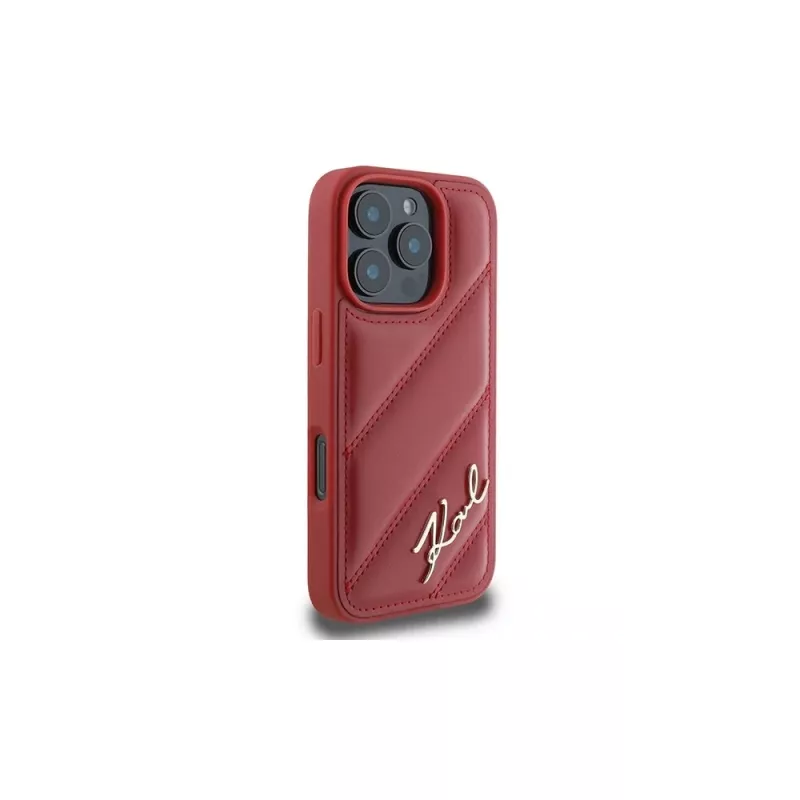Karl Lagerfeld Funda Quilted Signature para Apple iPhone 16 Pro (roja)