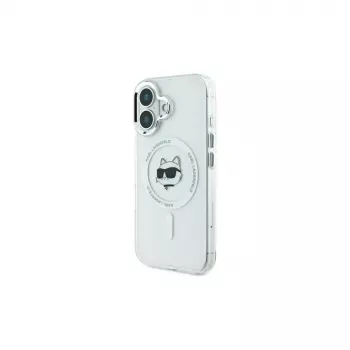 Karl Lagerfeld KLHMP16MHLSCHH Funda rígida IML Metal Choupette Head MagSafe para iPhone 16 Plus 6.7 blanca